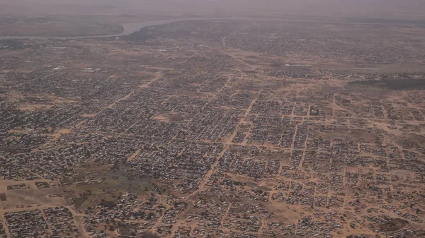 Vista aérea para NDjamena e Chari ou rio Chari, Chade — Fotografia de Stock