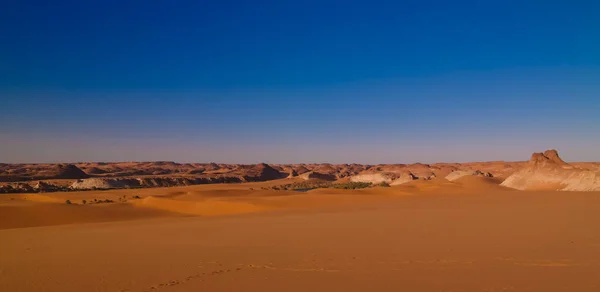 Panoramic Aerial view to Djiara, Ahoita, Daleyala and Boukkou lakes group of Ounianga Serir lakes at the Ennedi, Chad — Stock Photo, Image