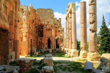 Ruins of Baalbek temple and great court of Heliopolis in Baalbek, Bekaa valley Lebanon clipart