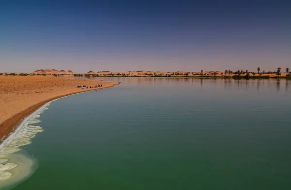 Panoramablick auf Katam aka Baramar Seengruppe der Ounianga Kebir Seen am ennedi, chad — Stockfoto