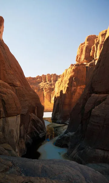 Panorama inside canyon aka Guelta d'Archei in East Ennedi, Chad — Stock Photo, Image
