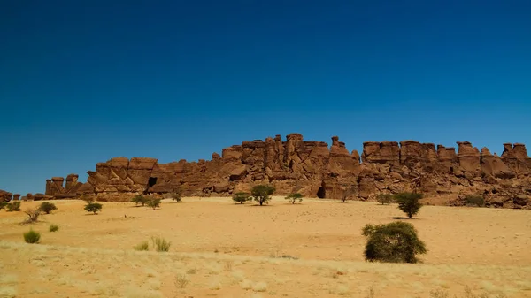 Absztrakt szikla formáció a fennsíkon Ennedi más néven kő erdőben Csádban — Stock Fotó