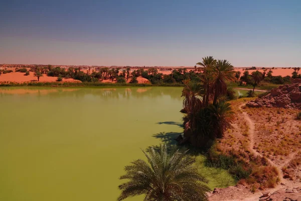 Panoramatický výhled na katam, který se nachází na jezeře Baramar v Ennedi, Chad — Stock fotografie