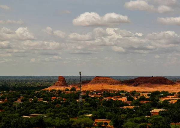 Vista panorâmica da paisagem para sahel e oásis, Dogondoutchi, Níger — Fotografia de Stock