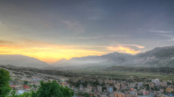 Aerial panoramic view to Gjirokaster city, Albania — ストック写真