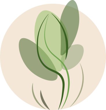 Yeşil yaprakları ve soyut retro tasarım cephede. Vektör çizim