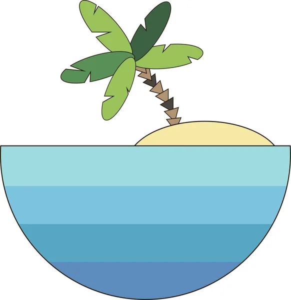 Tropikalna Wyspa Palmą Piasku Wody Vector Icon Minimalistycznym Stylu Projektowania — Wektor stockowy