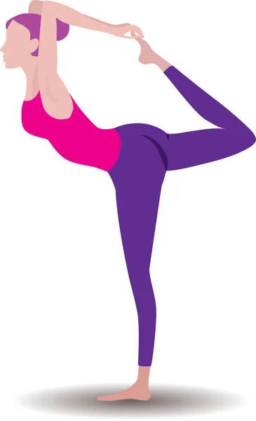 Chica Dedica Yoga Figura Delgada Flexible Bienestar Con Salud Ilustración — Vector de stock