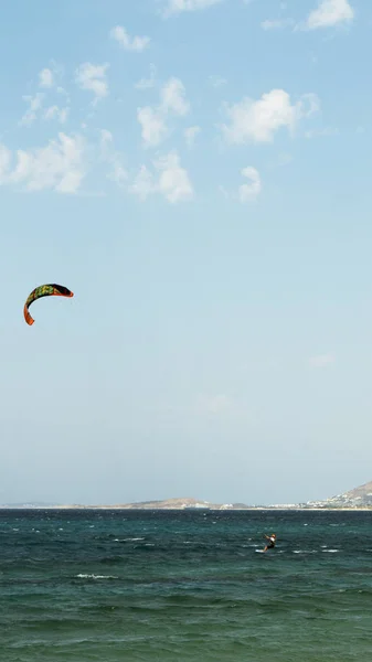 Kiteboarding Kitesurfing Extreme Sport Grecia Equipo Para Entrenamiento Entrenamiento Playa — Foto de Stock
