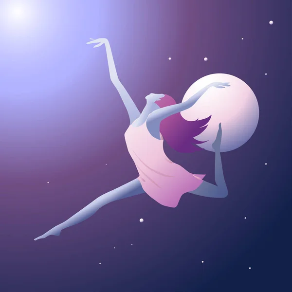 Ballerina auf abstraktem Hintergrund. Fliegender Sprung — Stockvektor
