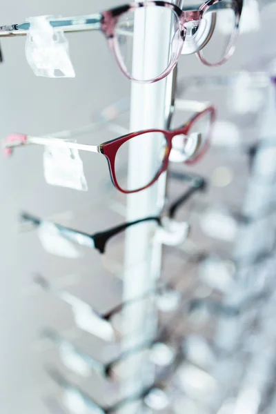 Eyeglasses frames in optical store.