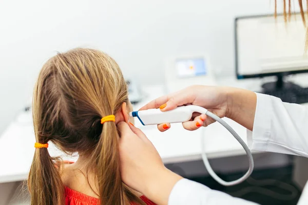 Young Girl Medical Examination Hearing Aid Checkup Otolaryngologist Office — Stock Photo, Image