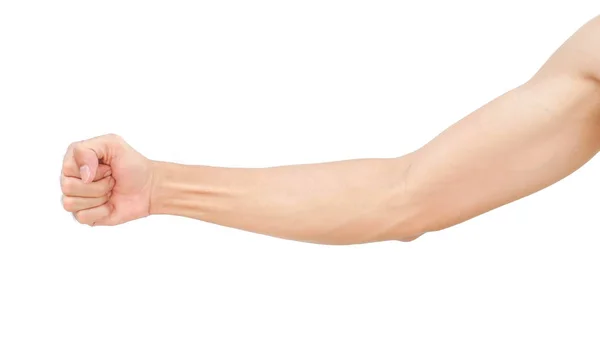 Man Arm Met Bloed Aderen Witte Achtergrond Gezondheidszorg Medische Concept — Stockfoto