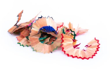 Beyaz arka planda, sanat kavramı portre renkli kalemtıraş