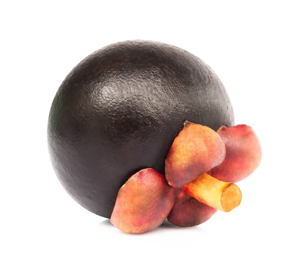 Νωπά Φρούτα Mangosteen Λευκό Φόντο — Φωτογραφία Αρχείου