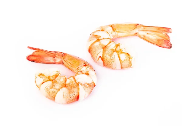 Crevettes Isolées Sur Fond Blanc Aliments Crus Pour Faire Cuire — Photo