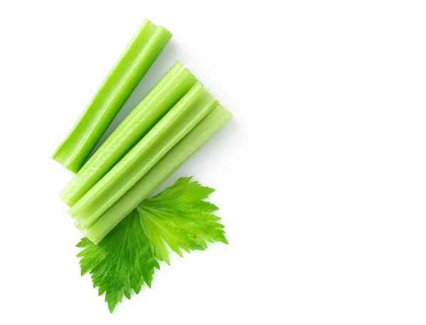 Friss Zöld Zellerlevél Növényi Elszigetelt Fehér Background Élelmiszer Egészséges Koncepció — Stock Fotó