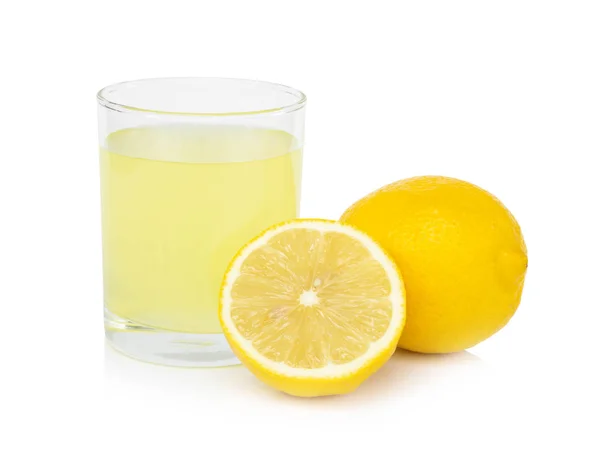 Крупним Планом Склянка Лимонного Соку Напій Ізольовано Білому Тлі Концепція — стокове фото