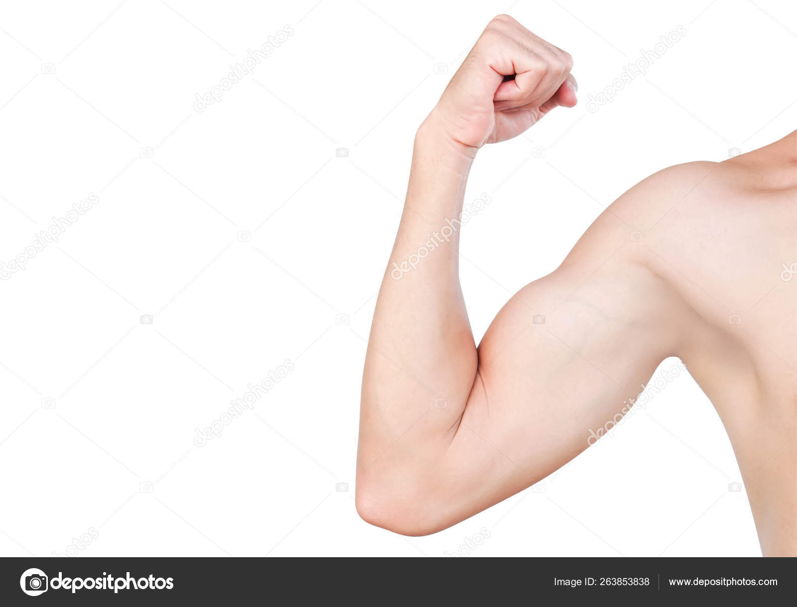 Asian man show arm with bicep isolated on white background, health care and  medical concept Stock Photo by ©mraoraor 263853838