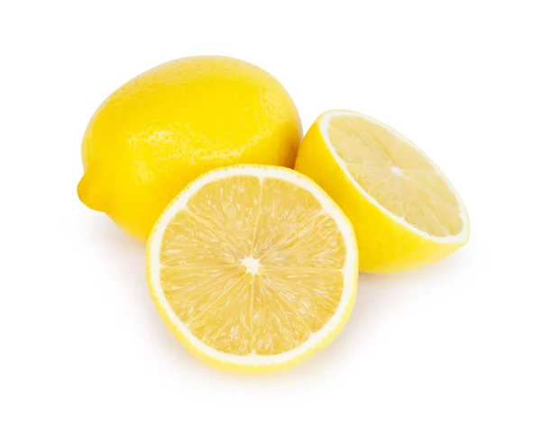 Szekrény friss citrom gyümölcs szelet elszigetelt fehér alapon, élelmiszer és az egészséges koncepció — Stock Fotó