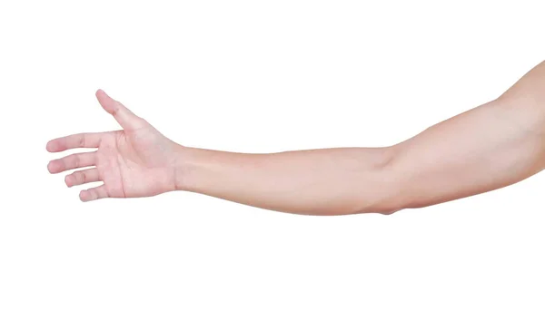 Мужская рука с венами крови на белом фоне, здравоохранение и медицинская концепция — стоковое фото