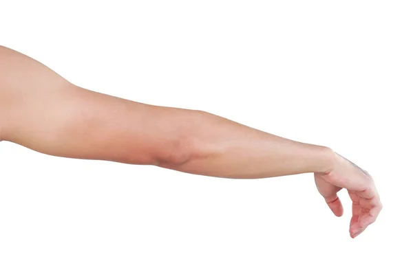 Man arm met bloed aderen op witte achtergrond, gezondheidszorg en medische concept — Stockfoto