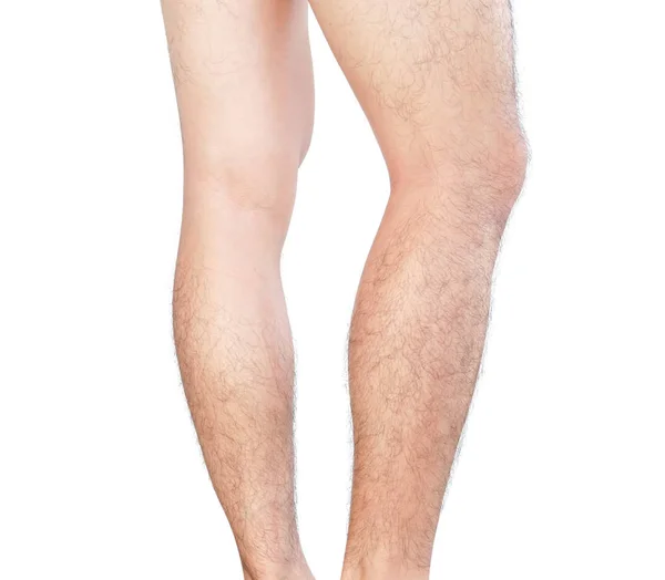 Primer plano piernas hombres piel y peludo para el cuidado de la salud concepto — Foto de Stock