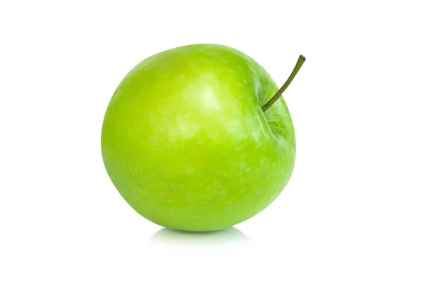Крупним планом вид зверху зелене яблуко на білому тлі, фрукти для здорового харчування концепції — стокове фото