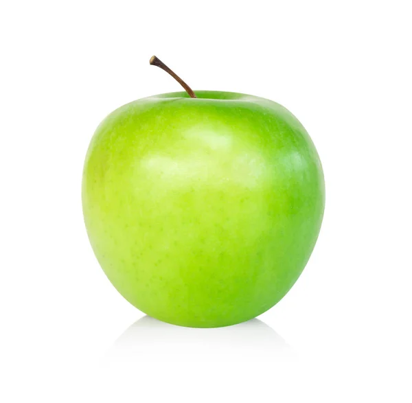 Крупним планом зелене яблуко зі скибочками ізольовані на білому тлі, фрукти для здорового харчування концепції — стокове фото