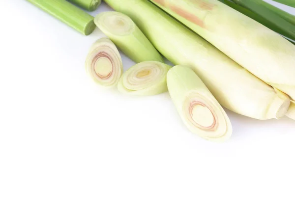 Lemon grass with slice isolated on white background, herb and medical concept — Stock Photo, Image