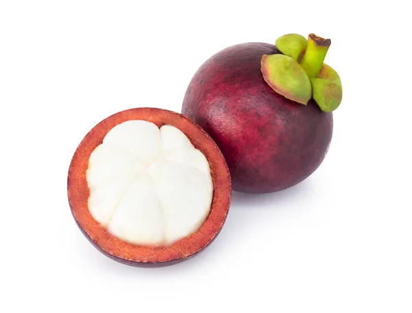 Νωπά φρούτα mangosteen Απομονωμένα σε λευκό φόντο — Φωτογραφία Αρχείου