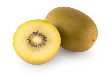 Taze altın kivi meyve beyaz arka plan, sağlık kavramı izole