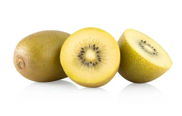 Fresh gold kiwi fruit isolated on white background, health care concept — Stock Photo, Image