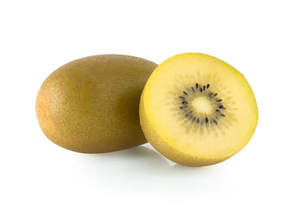 Fresh gold kiwi fruit isolated on white background, health care concept — Stock Photo, Image