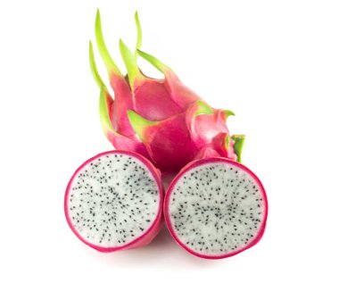 Beyaz arka planda izole edilmiş taze ejderha meyveleri, sağlıklı yiyecekler.