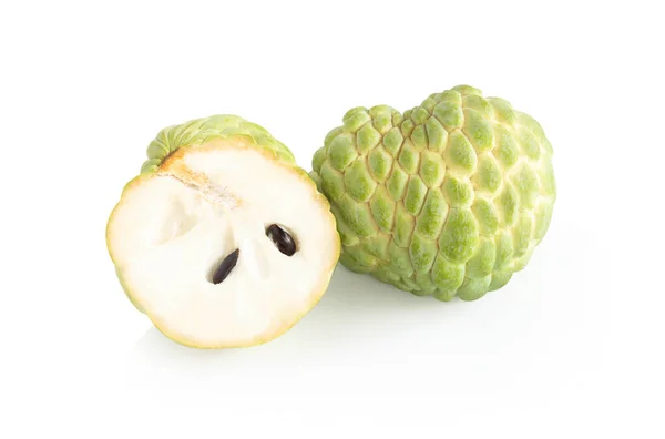 Fresh Ripe Sugar Apple Custard Apple Fruit Isolated White Background — Stock Photo, Image