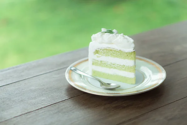 Gros Plan Gâteau Noix Coco Délicieux Sur Fond Table Bois — Photo