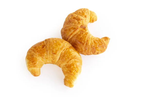 Čerstvé Croissanty Izolované Bílém Pozadí — Stock fotografie