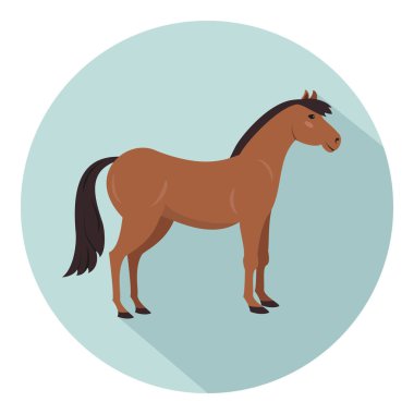 Mavi arka plan üzerinde sevimli at. Vektör çizim.