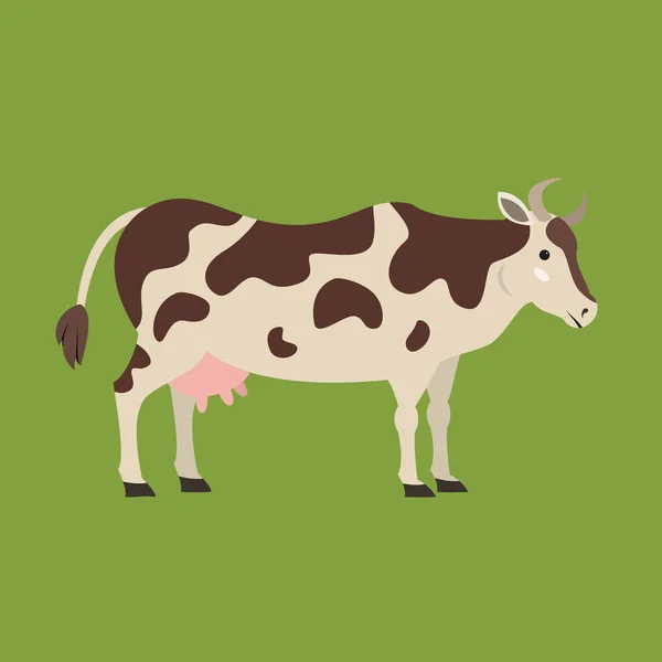 Cute Cow Green Background Vector Illustration — Stock Vector