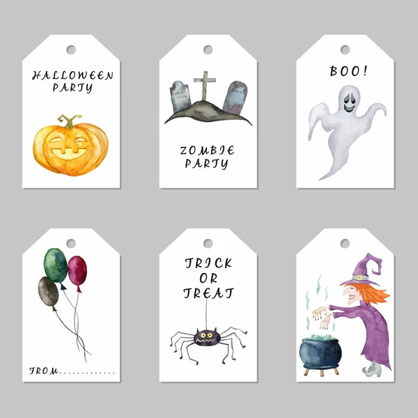 Set Halloween Codes Hand Getekend Aquarel Illustratie — Stockfoto
