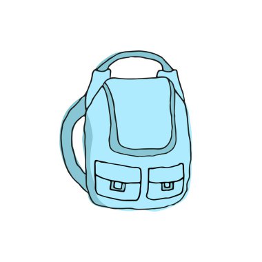 Beyaz arka plan üzerinde sırt çantası kroki. Vektör çizim.