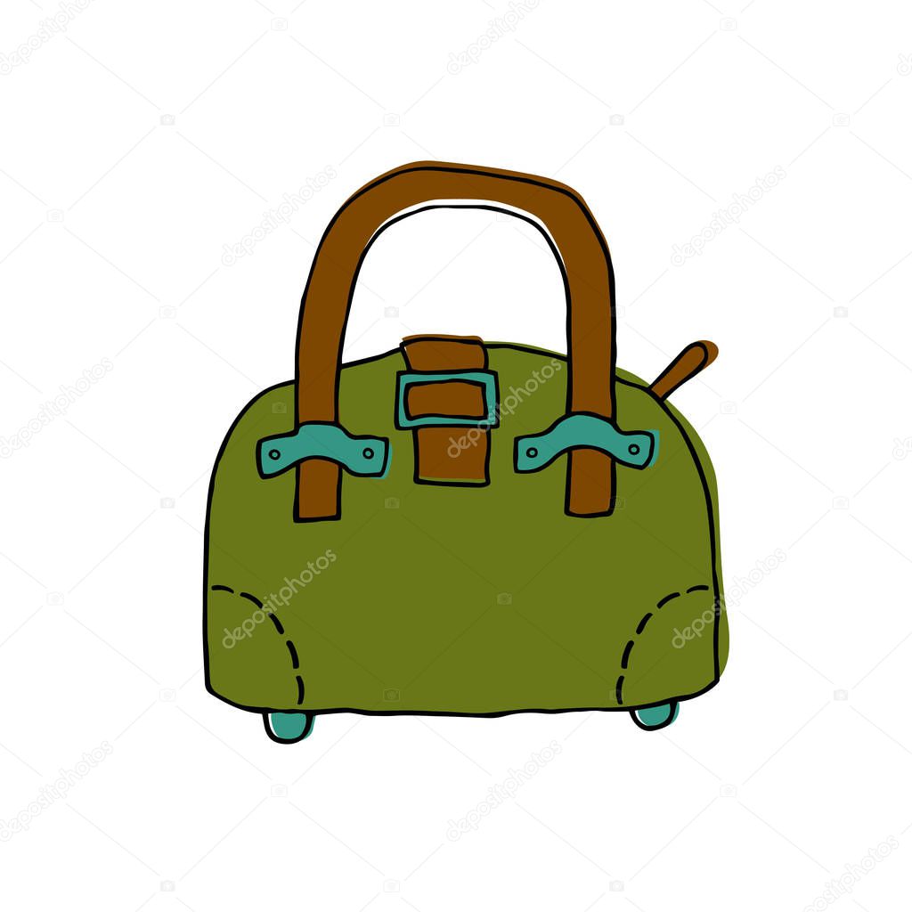 Sketch luggage on white background. Vector Illustration.