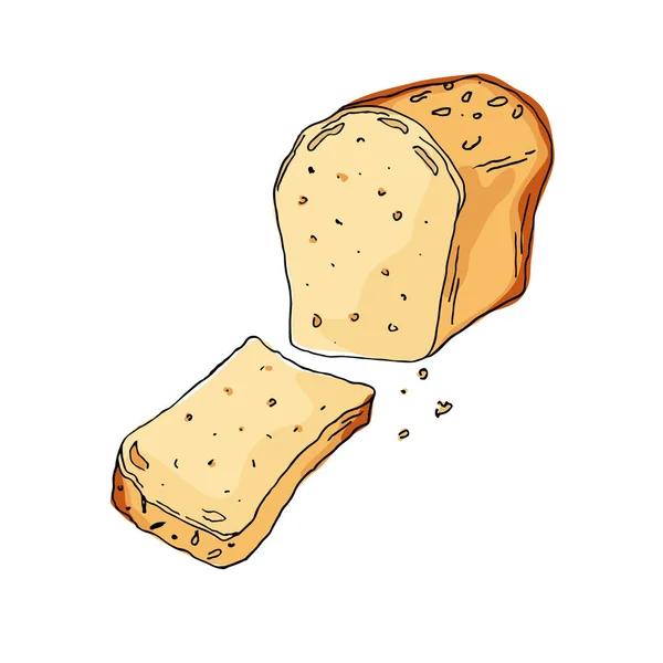 Brot Auf Weißem Hintergrund Skizzieren Vektorillustration — Stockvektor