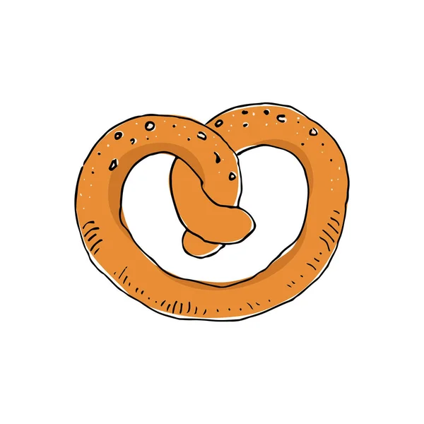 Boceto Pretzel Sobre Fondo Blanco Ilustración Vectorial — Vector de stock