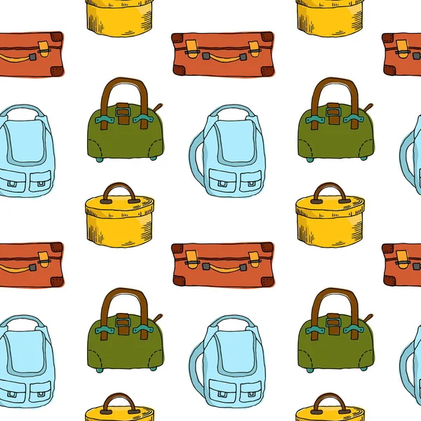 スーツケースとバッグのシームレスなパターン ベクトル図 — ストックベクタ