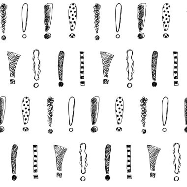 El ile Seamless modeli ünlem işareti çizilmiş. Vektör çizim.