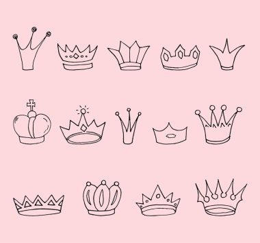 Kroki elle çizilmiş kron kümesi. Vektör çizim.