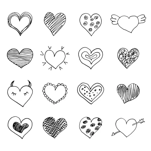 Skizze Handgezeichnete Herzen Vektorillustration — Stockvektor