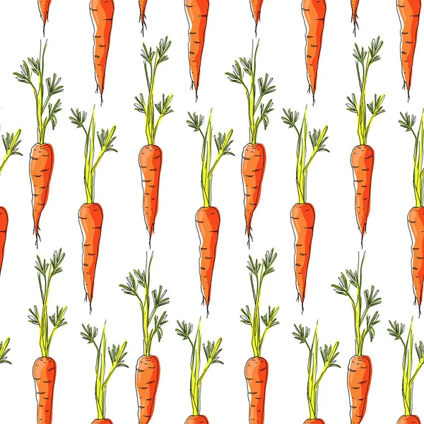 Бесшовный рисунок с морковью на белом фоне . — стоковый вектор